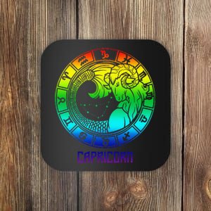 Capricorn Zodiac Sign Rainbow December January Birthday Coaster