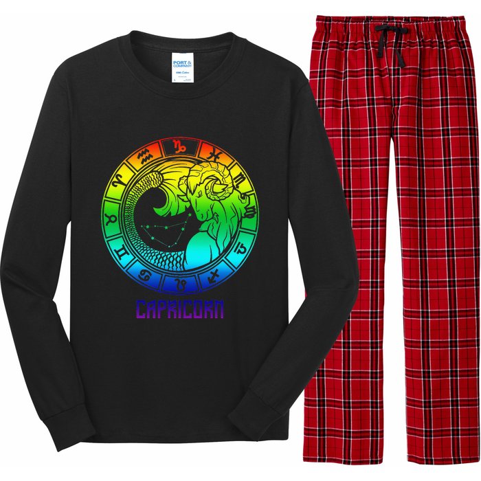 Capricorn Zodiac Sign Rainbow December January Birthday Long Sleeve Pajama Set