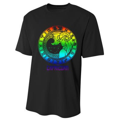 Capricorn Zodiac Sign Rainbow December January Birthday Performance Sprint T-Shirt