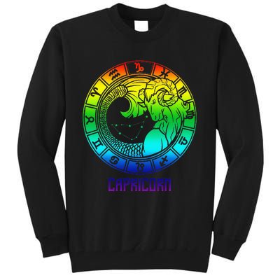 Capricorn Zodiac Sign Rainbow December January Birthday Tall Sweatshirt