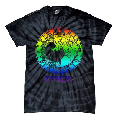 Capricorn Zodiac Sign Rainbow December January Birthday Tie-Dye T-Shirt