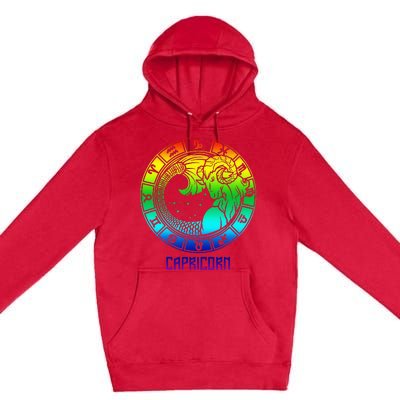 Capricorn Zodiac Sign Rainbow December January Birthday Premium Pullover Hoodie