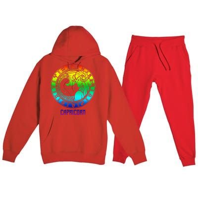 Capricorn Zodiac Sign Rainbow December January Birthday Premium Hooded Sweatsuit Set