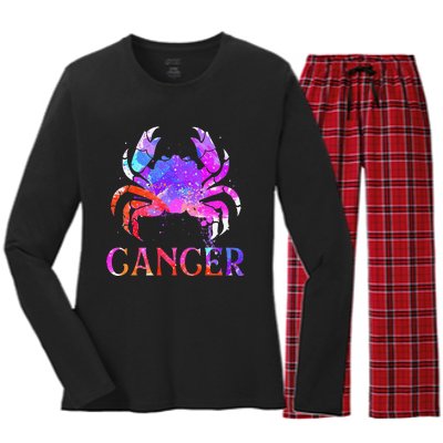 Cancer Zodiac Sign Birthday Horoscope Astrology Women's Long Sleeve Flannel Pajama Set 