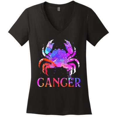 Cancer Zodiac Sign Birthday Horoscope Astrology Women's V-Neck T-Shirt