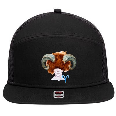 Capricorn. Zodiac Sign Watercolor Illustration 7 Panel Mesh Trucker Snapback Hat