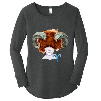 Capricorn. Zodiac Sign Watercolor Illustration Women's Perfect Tri Tunic Long Sleeve Shirt