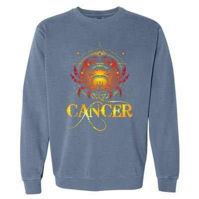 Crab Zodiac Sign Symbol Horoscope Cancer Garment-Dyed Sweatshirt