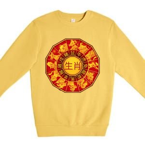 Chinese Zodiac Signs Chinese Lunar New Year Of Dragon 2024  Premium Crewneck Sweatshirt