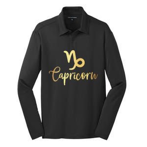 Capricorn Zodiac Sign December January Birthday Horoscope Silk Touch Performance Long Sleeve Polo