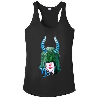 Capricorn Zodiac Sign Watercolor Illustration Ladies PosiCharge Competitor Racerback Tank