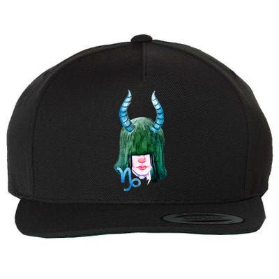 Capricorn Zodiac Sign Watercolor Illustration Wool Snapback Cap