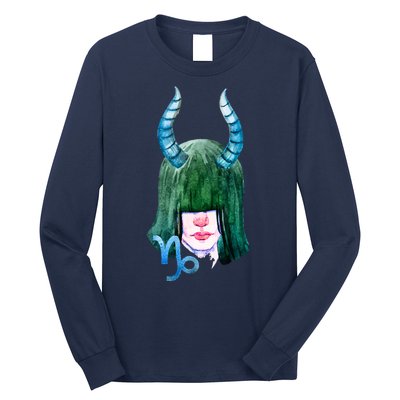 Capricorn Zodiac Sign Watercolor Illustration Long Sleeve Shirt