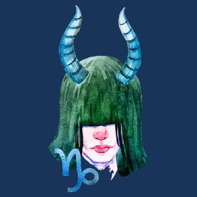 Capricorn Zodiac Sign Watercolor Illustration T-Shirt