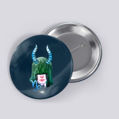 Capricorn Zodiac Sign Watercolor Illustration Button