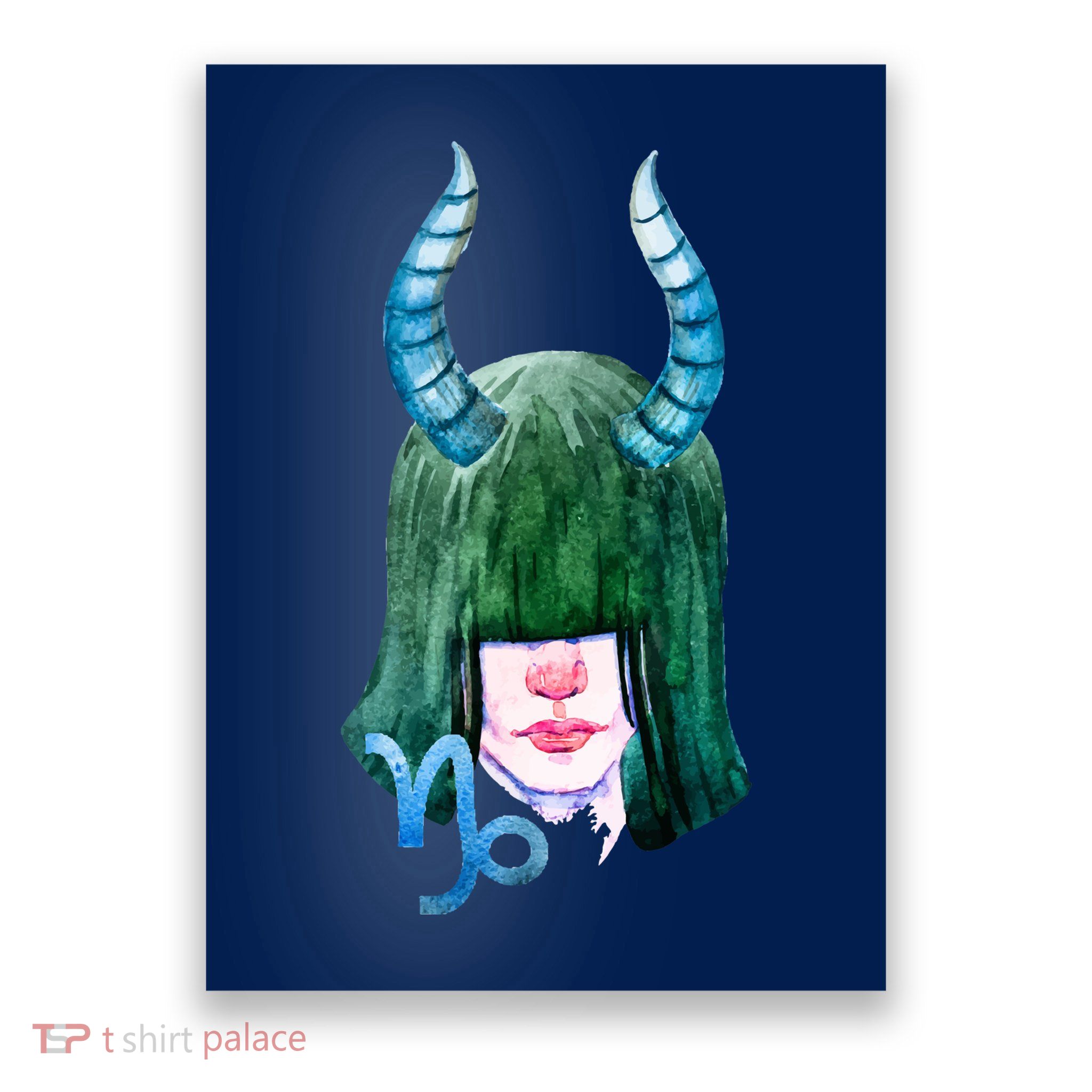 Capricorn Zodiac Sign Watercolor Illustration Poster
