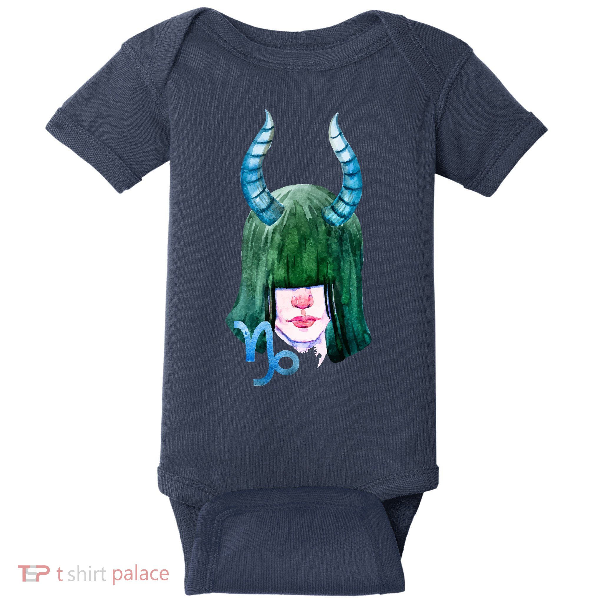 Capricorn Zodiac Sign Watercolor Illustration Baby Bodysuit