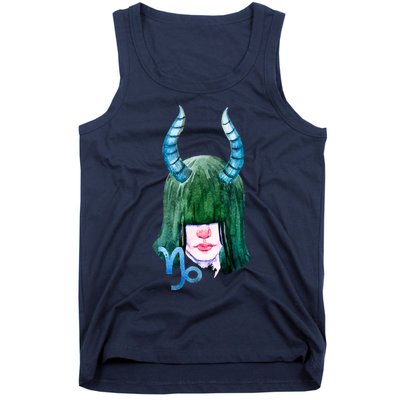 Capricorn Zodiac Sign Watercolor Illustration Tank Top