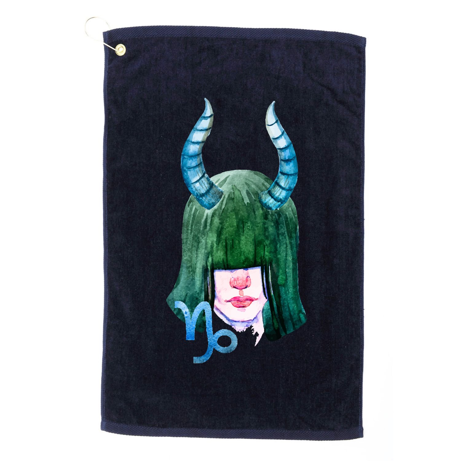 Capricorn Zodiac Sign Watercolor Illustration Golf Towel