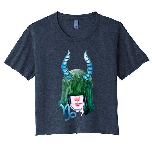 Capricorn Zodiac Sign Watercolor Illustration Crop Top