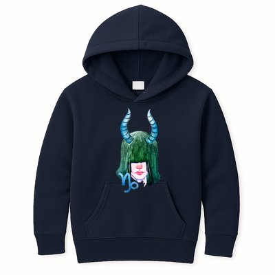 Capricorn Zodiac Sign Watercolor Illustration Kids Hoodie