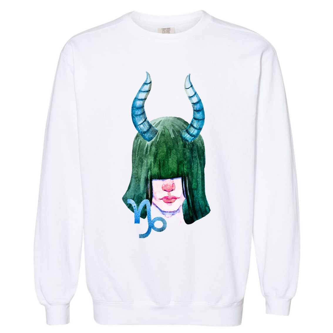 Capricorn Zodiac Sign Watercolor Illustration Garment-Dyed Sweatshirt