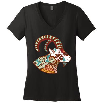 Capricorn Zodiac Symbol Cosmic Cool Astrology Lover Gifts Women's V-Neck T-Shirt