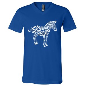 Cute Zebra Strong Ehlers Danlos Syndrome Awareness Gift V-Neck T-Shirt