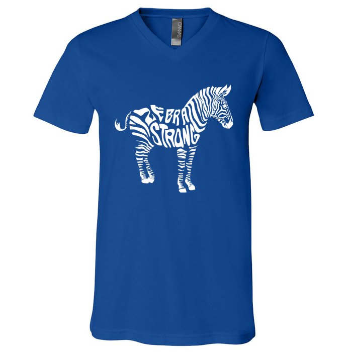 Cute Zebra Strong Ehlers Danlos Syndrome Awareness Gift V-Neck T-Shirt