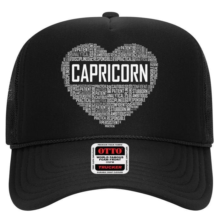 Capricorn Zodiac Traits Horoscope Astrology Sign High Crown Mesh Back Trucker Hat