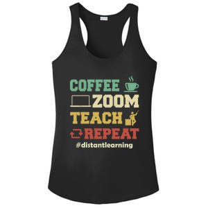 Coffee Zoom Teach Repeat Retro Teacher Distance Learning Gift Ladies PosiCharge Competitor Racerback Tank