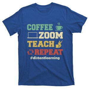 Coffee Zoom Teach Repeat Retro Teacher Distance Learning Gift T-Shirt