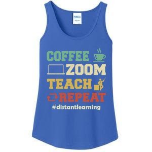 Coffee Zoom Teach Repeat Retro Teacher Distance Learning Gift Ladies Essential Tank