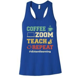 Coffee Zoom Teach Repeat Retro Teacher Distance Learning Gift Women's Racerback Tank