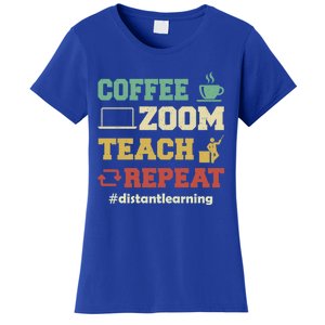 Coffee Zoom Teach Repeat Retro Teacher Distance Learning Gift Women's T-Shirt