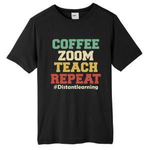 Coffee Zoom Teach Repeat Retro Teacher Distance Learning Gift Tall Fusion ChromaSoft Performance T-Shirt