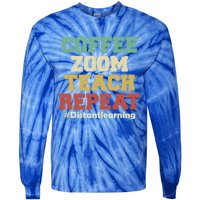 Coffee Zoom Teach Repeat Retro Teacher Distance Learning Gift Tie-Dye Long Sleeve Shirt