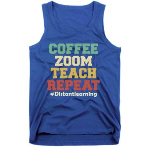 Coffee Zoom Teach Repeat Retro Teacher Distance Learning Gift Tank Top