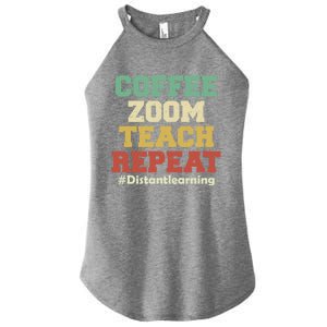 Coffee Zoom Teach Repeat Retro Teacher Distance Learning Gift Women's Perfect Tri Rocker Tank