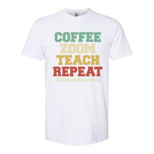 Coffee Zoom Teach Repeat Retro Teacher Distance Learning Gift Softstyle CVC T-Shirt