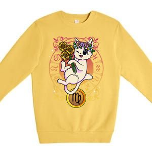 Cat Zodiac Virgo Horoscope Astrology Cute Gift Premium Crewneck Sweatshirt