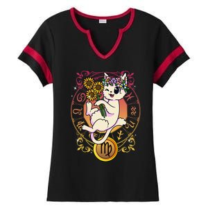 Cat Zodiac Virgo Horoscope Astrology Cute Gift Ladies Halftime Notch Neck Tee