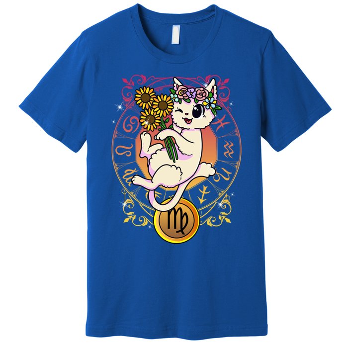 Cat Zodiac Virgo Horoscope Astrology Cute Gift Premium T-Shirt