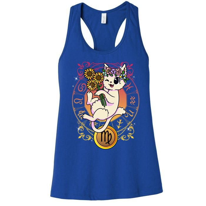 Cat Zodiac Virgo Horoscope Astrology Cute Gift Women's Racerback Tank