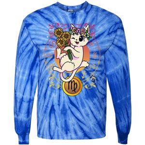 Cat Zodiac Virgo Horoscope Astrology Cute Gift Tie-Dye Long Sleeve Shirt