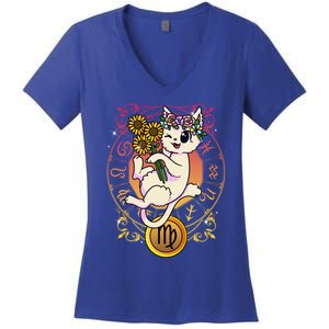 Cat Zodiac Virgo Horoscope Astrology Cute Gift Women's V-Neck T-Shirt