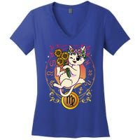 Cat Zodiac Virgo Horoscope Astrology Cute Gift Women's V-Neck T-Shirt