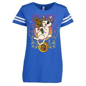 Cat Zodiac Virgo Horoscope Astrology Cute Gift Enza Ladies Jersey Football T-Shirt