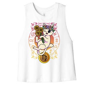 Cat Zodiac Virgo Horoscope Astrology Cute Gift Women's Racerback Cropped Tank