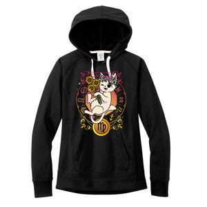 Cat Zodiac Virgo Horoscope Astrology Funny Gift Women's Fleece Hoodie